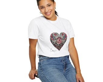 RAIVE★Heart Ravers Graphic T Shirt★ Faux Glitter Heart Shirt, Womens Cute Valentine Tshirt