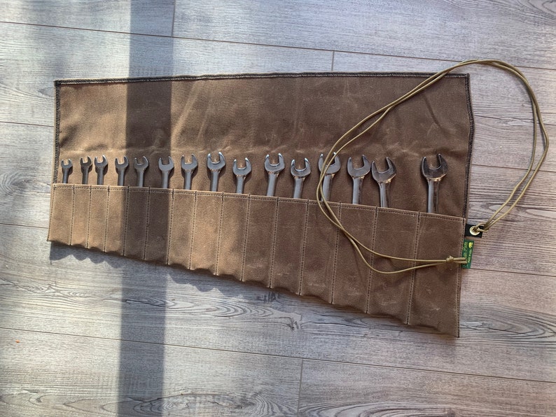 Waxed Canvas Wrench Roll 15 Pocket Etsy