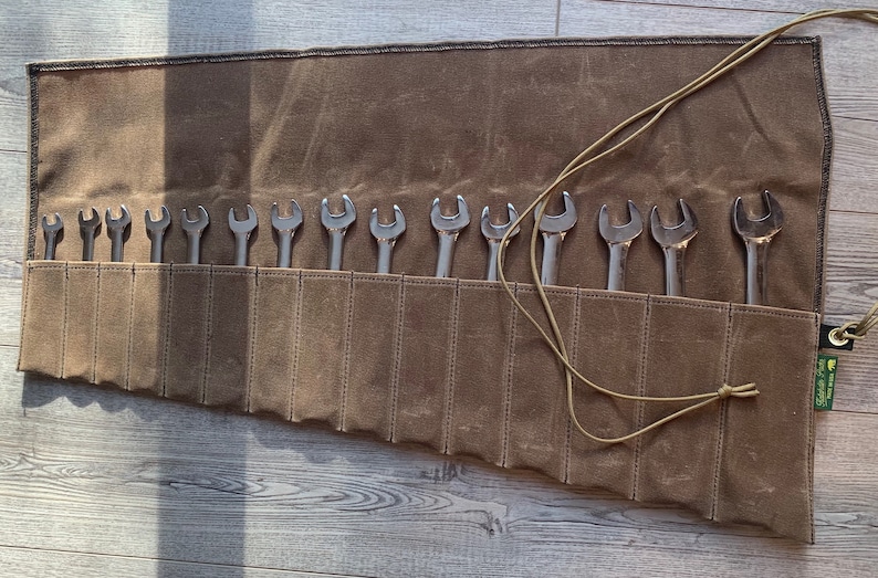 Waxed Canvas Wrench Roll 15 Pocket Etsy