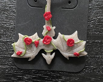 Handmade Floral Dragon Necklace: Polymer Clay Pendant