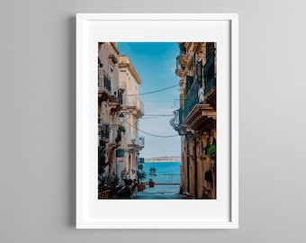 Siracusa Italy Print: Ortigia Alley, Coastal Photography