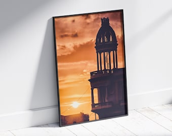Havana Sunset Art Print: Cuba Architecture Travel Poster