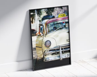 Havana Cuba Car Print: 1950s Classic Taxi Photography