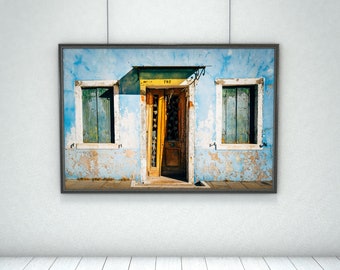 Door photography print, Burano Venice Italy art print, Italy aesthetic, Rustic home decor, Venice wall print, gift for men, travel poster