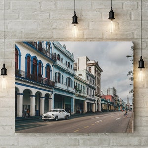 Havana Poster, Cuba Poster, Large Wall Art, Cuban wall decor, city wall art, 50's car, travel lover gift, photography art print, Havana Cuba