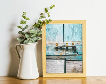Rustic Italian Door Photography Print: Tuscany Teal Decor