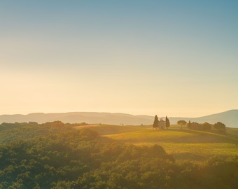 Tuscany Landscape Print: Italy Travel Photography, Chapel of Vitaleta