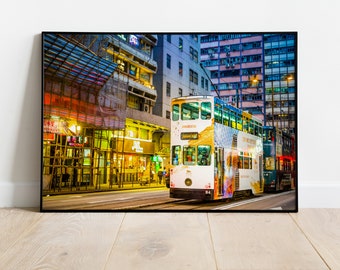 Impresión del tranvía de Hong Kong: Fotografía de viajes de Wan Chai