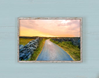 Aran Islands Photography Print: Sunset Road, Irish Landscape