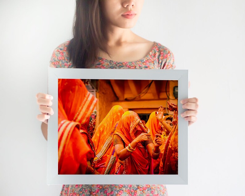 Impresión del Festival Holi: Arte mural fotográfico de Rajastán, India imagen 3