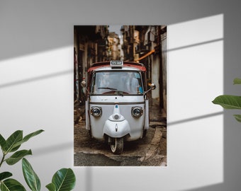 Italian Tuk Tuk Print: Sicily Travel Photography, Urban Art Poster