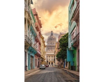 El Capitolio Havana wall art, Cuba art photograph, city poster, colorful buildings, architecture art, wanderlust gifts, travel gifts for mom