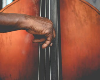 Double Bass Player Photography Print: Jazz Music Room Wall Art