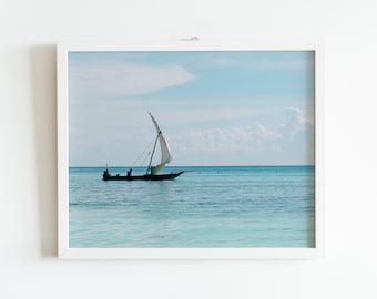 Zanzibar Dhow Boat Photography Print: Coastal Ocean Wall Art