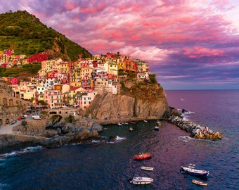 Manarola Italy Print: Cinque Terre Photography, Italian Wall Art