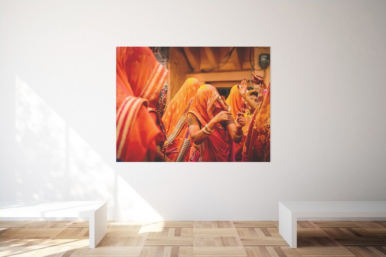 Impresión del Festival Holi: Arte mural fotográfico de Rajastán, India imagen 7