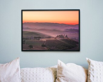 Tuscany Vineyard Sunrise Photography Print: Italy Landscape Wall Art