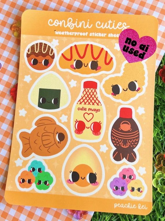 Japanese Food Cute Conbini Weatherproof Sticker Sheet