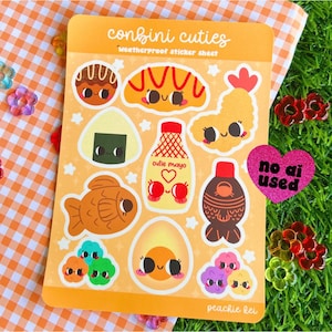 Feuille d'autocollants résistants aux intempéries Kawaii Conbini de cuisine japonaise image 1