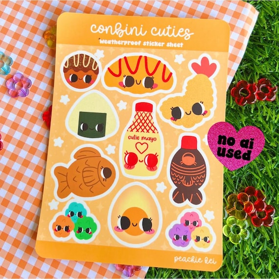 Japanese Food Kawaii Conbini Weatherproof Sticker Sheet