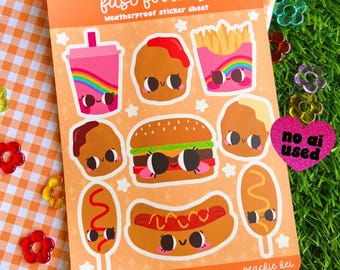 Fast Food Kawaii weerbestendig stickervel