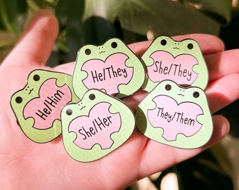 Pride Frog Pronoun Enamel Pin | Queer Pin