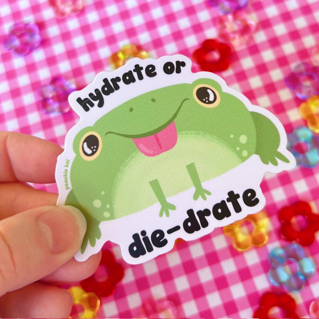 "Hydrate Or Diedrate" Frog Bumper Sticker – 5 Inches, Vinyl Decal, Waterproof & UV Resistant - View #2