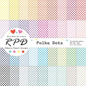 Polka Dot Digital Paper Pack: Rainbow Scrapbook Backgrounds (12x12 JPEGs)