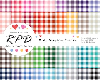 Paquete de papel digital de cuadros vichy: fondos sin costuras para scrapbooking (descarga digital)