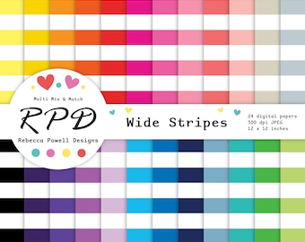 Pacote de Papel Digital Rainbow Stripes: Fundos de Scrapbook Sem Costura (Download Digital)