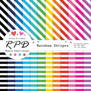 Papier numérique transparent à rayures horizontales et diagonales, arrière-plans imprimables en couleurs arc-en-ciel et blanc