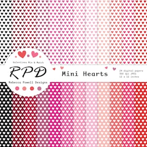 Mini niedliche Herzen nahtlose digitales Papier Pack, Hochzeit & Valentinstag Muster, Hintergründe, Basteln