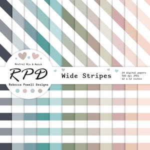 Stripes Horizontal Diagonal Digital Paper Pack, Seamless Pattern, Neutral Colours, White, Scrapbook Pages, Backgrounds, Commercial Use