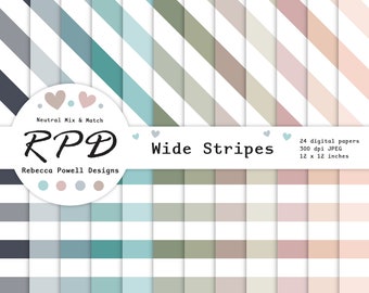 Digitaal papierpakket strepen: neutrale kleuren, naadloze patronen (digitale download)