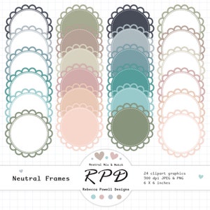 Vintage-Stil digitale Clip Art Rahmen, neutrale Farben, Scrapbooking, Planer, kommerzielle Nutzung