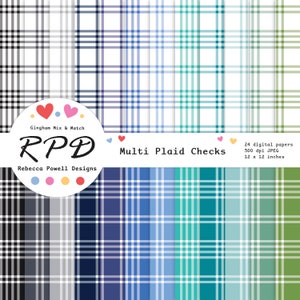Multi-Color Plaid Digital Paper Pack: Seamless Tartan Backgrounds (Commercial Use)
