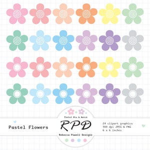 Süße Blumen Digital Clip Art Set, Pastellfarben, Scrapbooking & Planer Clipart, kommerzielle Nutzung