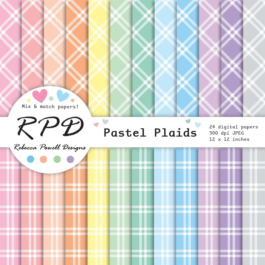 Plaid Digital Paper Seamless Pattern Pastel Colours White - Etsy