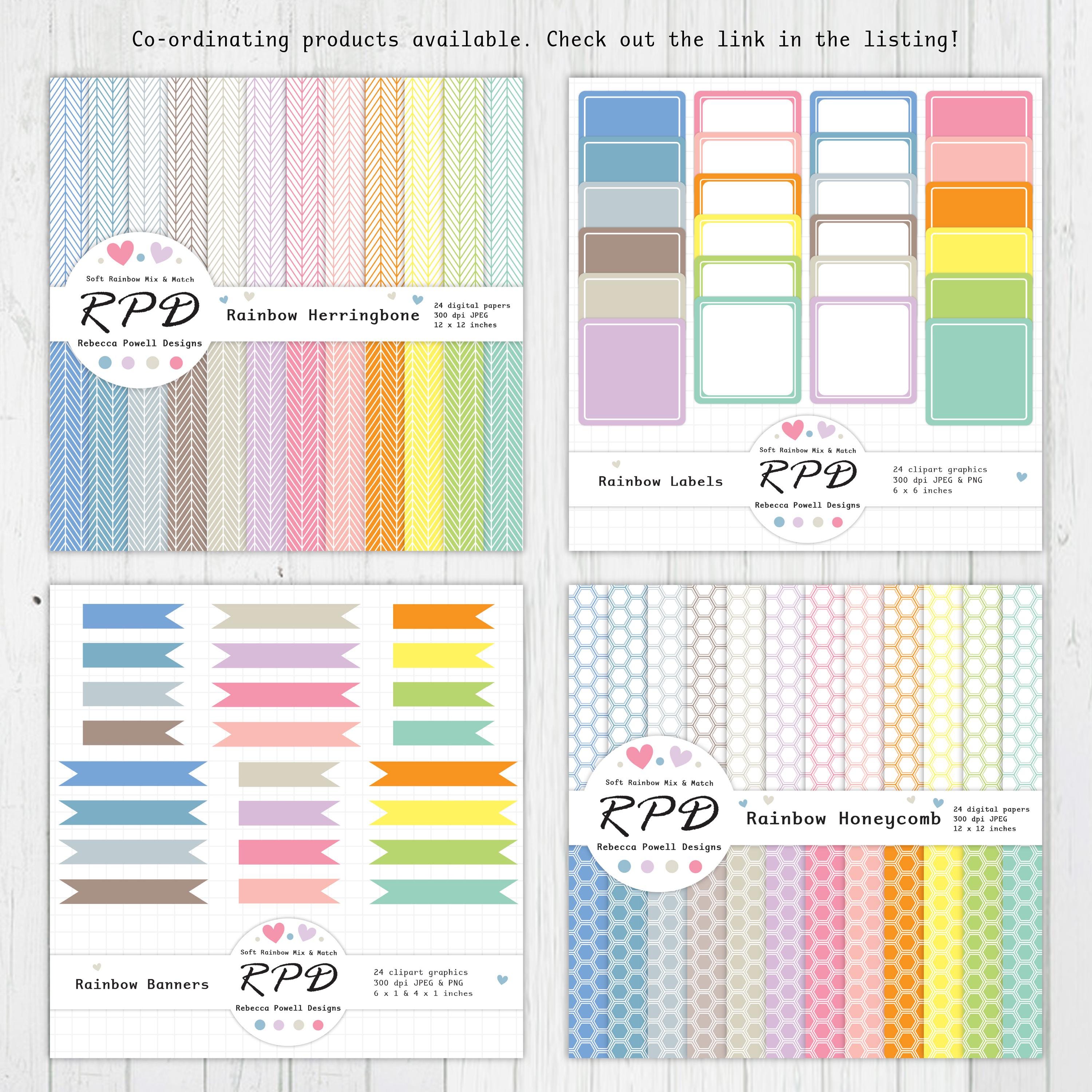Plaid Pattern Seamless Digital Paper, Pastel Rainbow Colours & White ...