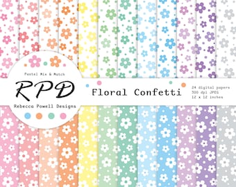 Floral Confetti Seamless Paper: Pastel Colors (Digital Download)