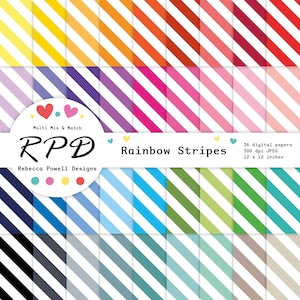 Papier numérique sans couture à rayures diagonales, couleurs arc-en-ciel et blanc, pages de scrapbooking, arrière-plans, usage commercial