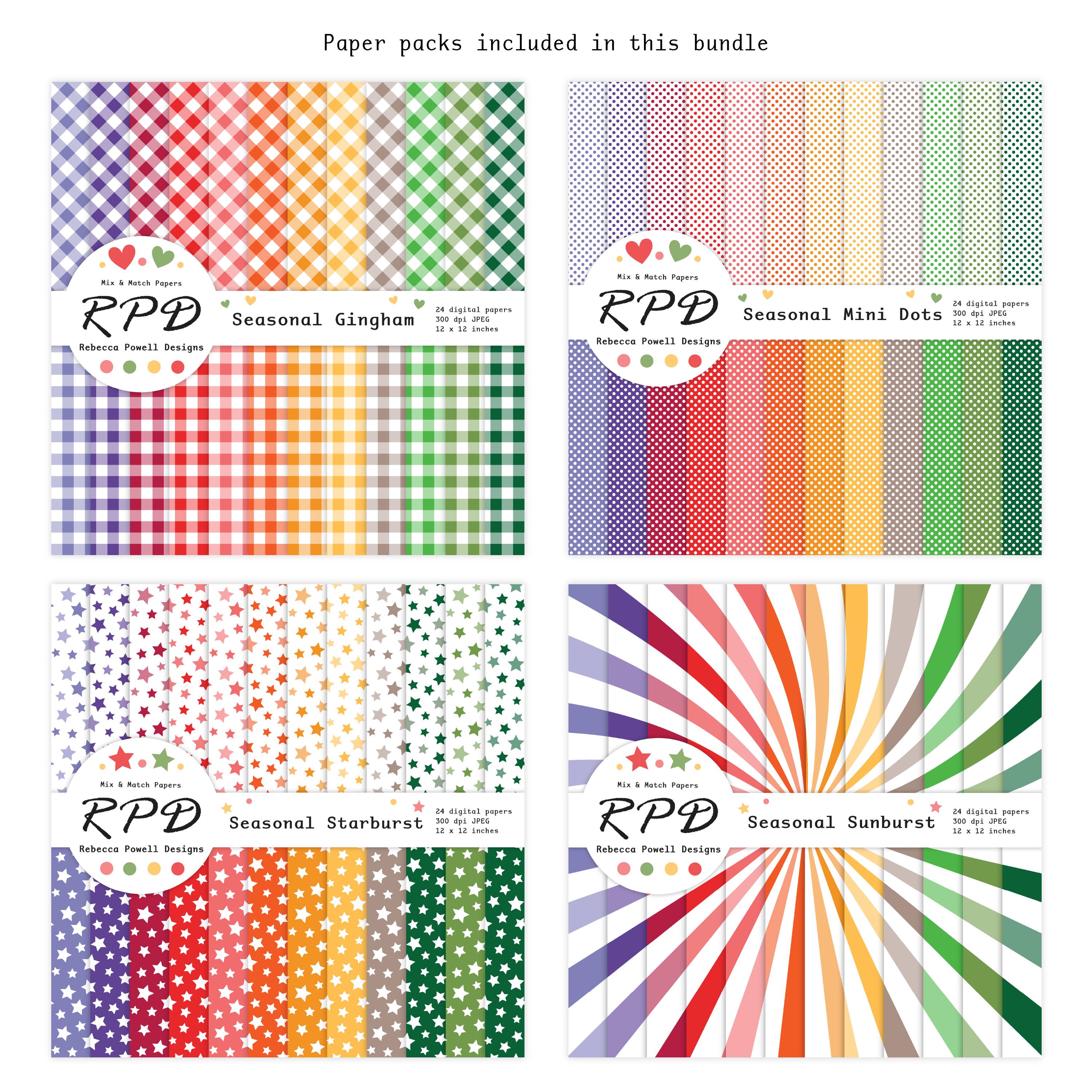 Printable Digital Paper Bundle, Seamless Patterns for Scrapbook Pages ...