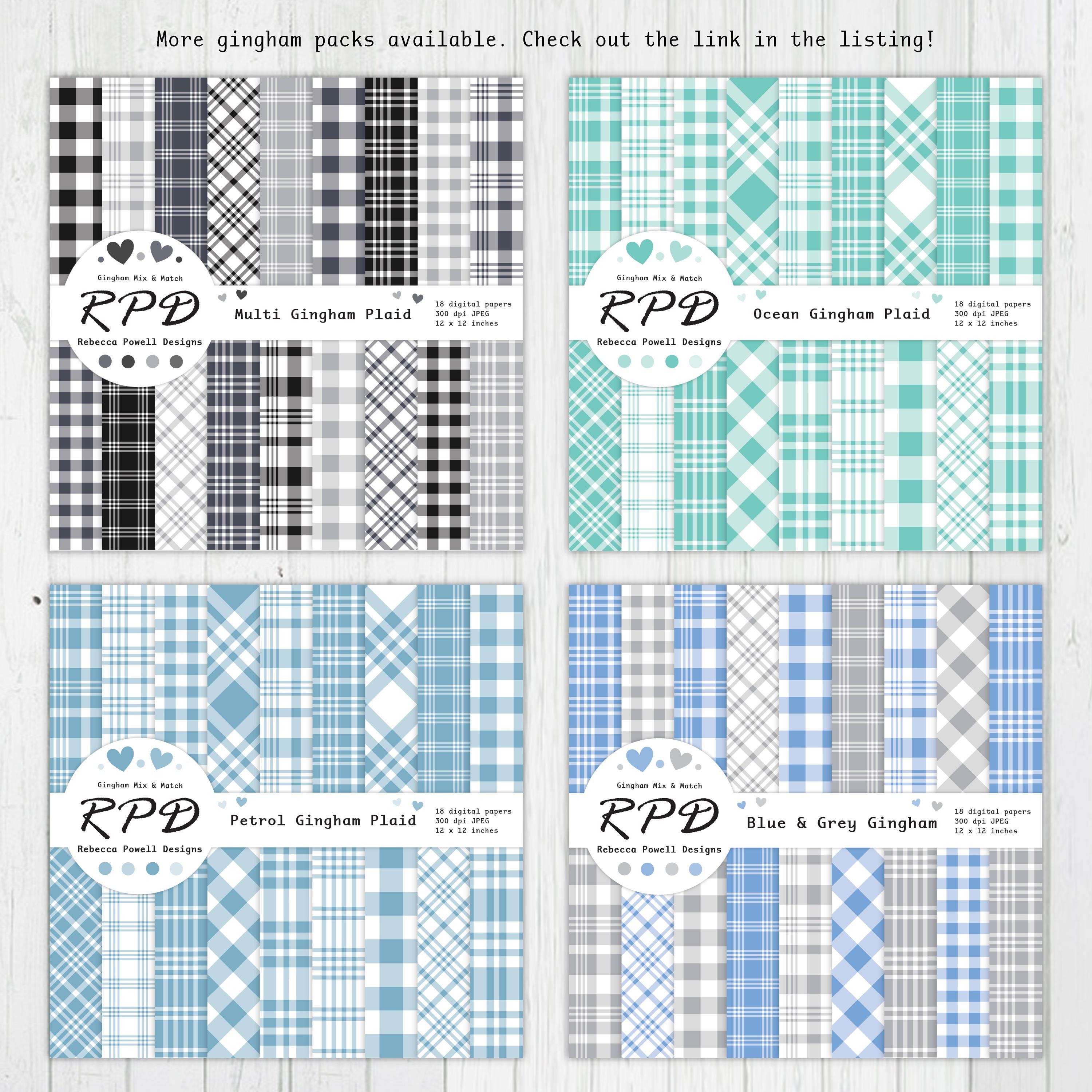 Checks Pattern Paper Pastel Pink & White Gingham Plaid Checks Digital Paper, Seamless ...