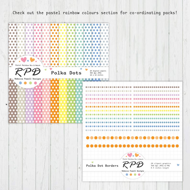 Pastel Rainbow Polka Dots Digital Papers: Seamless Spotted Patterns ...