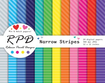 Stripes Digital Paper, Seamless Pattern, Horizontal, Diagonal, Tinted Rainbow Colours, Scrapbook Pages, Digital Backgrounds, Commercial Use