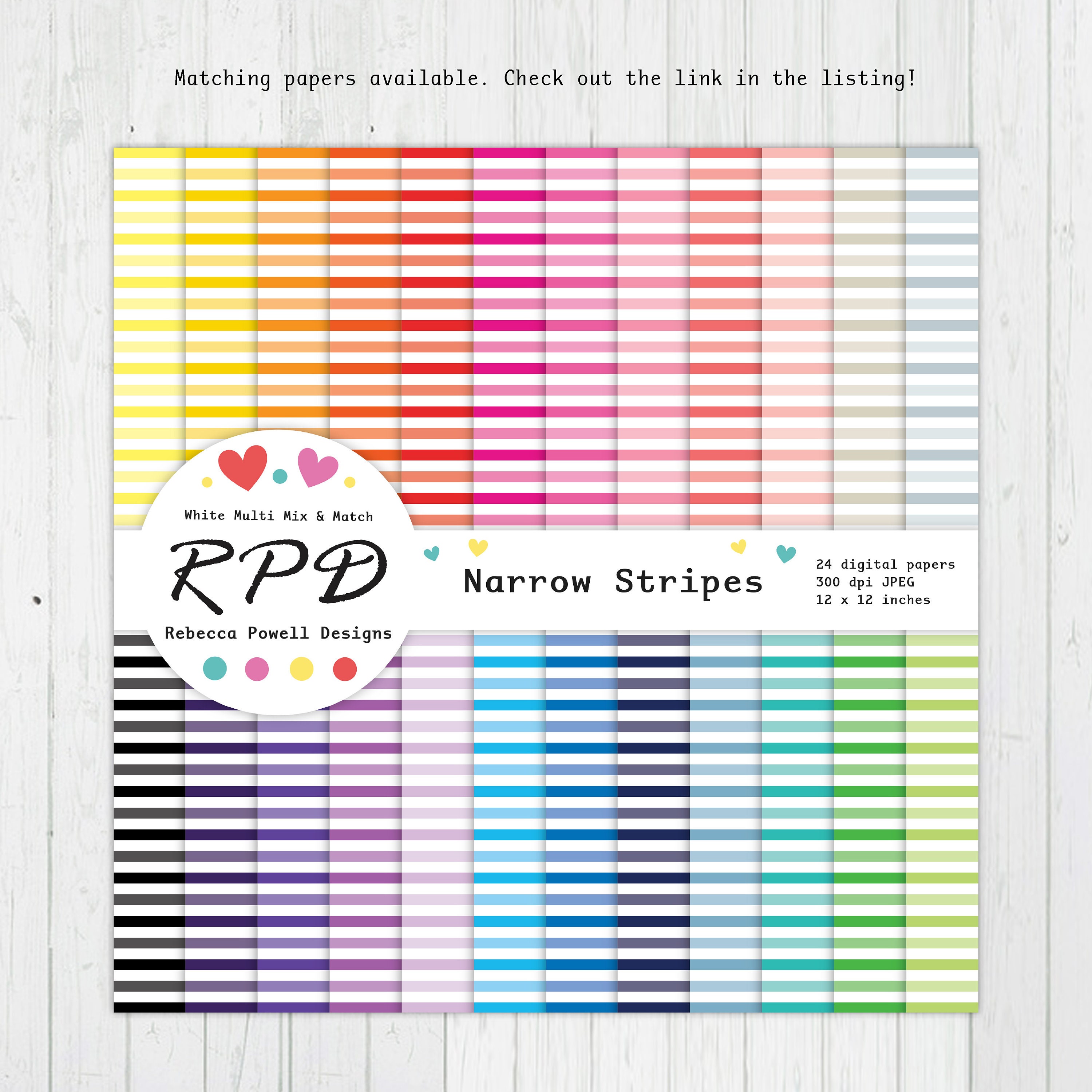 Diagonal Stripes Digital Paper Pack: Rainbow Seamless Patterns (digital ...