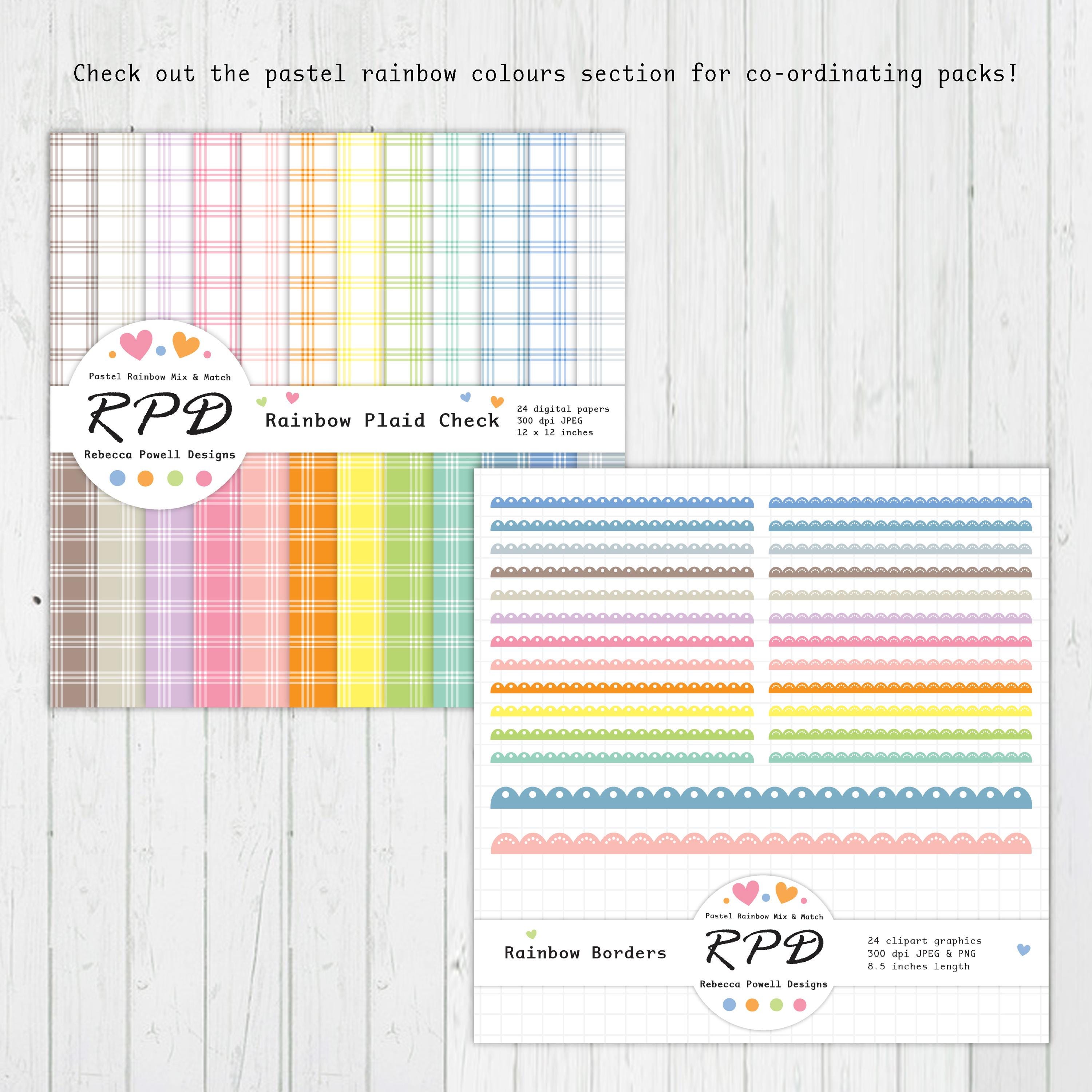 Pastel Rainbow Gingham Digital Paper: Seamless Scrapbook Backgrounds ...
