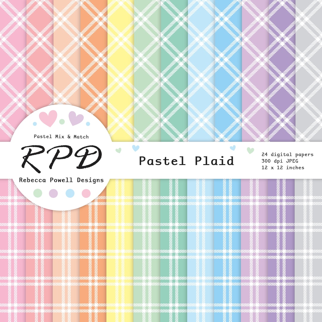 Pastel Tartan Plaid Digital Paper: Seamless Scrapbook Backgrounds ...