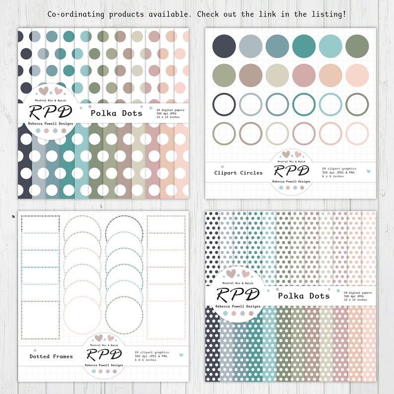 Polka Dot Page Borders Clip Art: Neutral A4/letter Size (PNG, JPEG ...