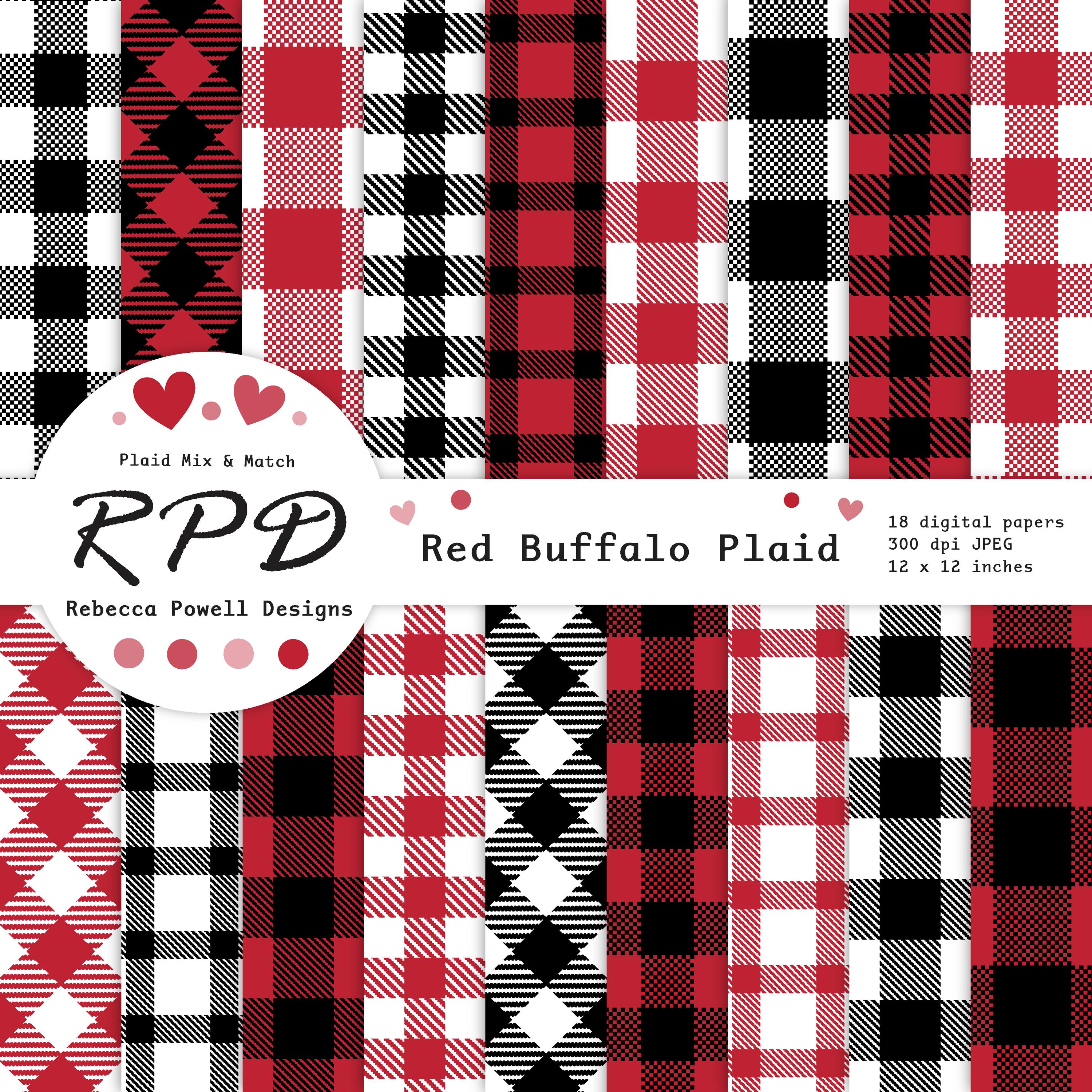 Crimson Red Buffalo Plaid Digital Paper Pack: Seamless Scrapbooking ...